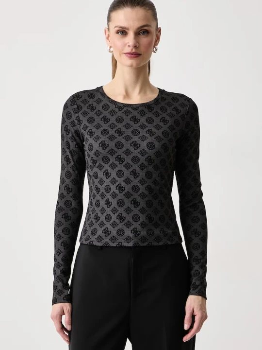 Zdjęcie produktu Guess longsleeve damski z wiskozą FAUSTA czarny