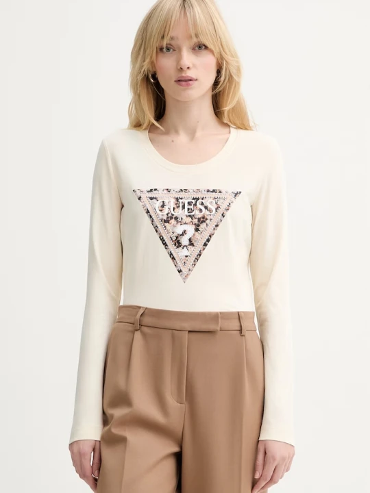 Zdjęcie produktu Guess longsleeve LEO beżowy