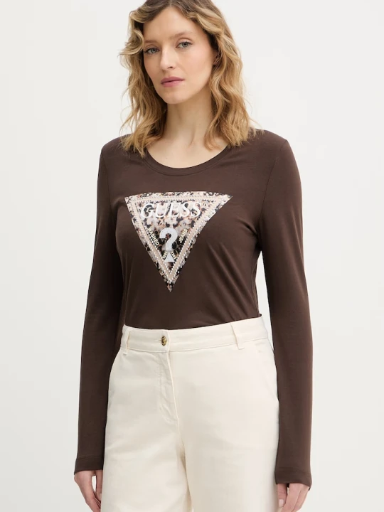 Zdjęcie produktu Guess longsleeve LEO brązowy