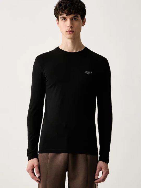 Zdjęcie produktu Guess longsleeve męski bawełniany z elastanem czarny