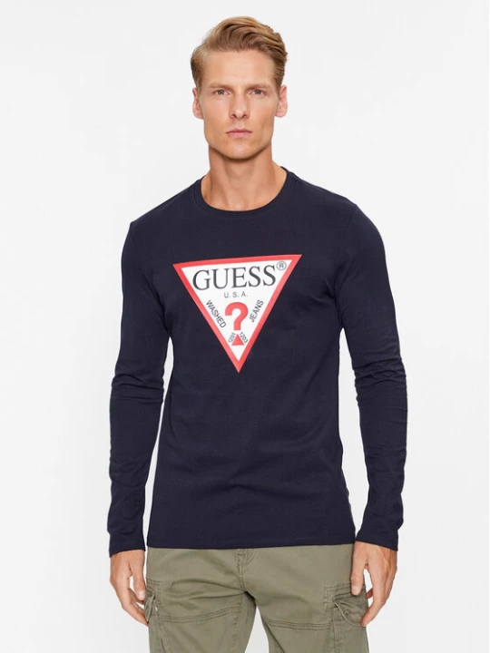 Zdjęcie produktu Guess Longsleeve Original Logo M2YI31 I3Z14 Granatowy Slim Fit