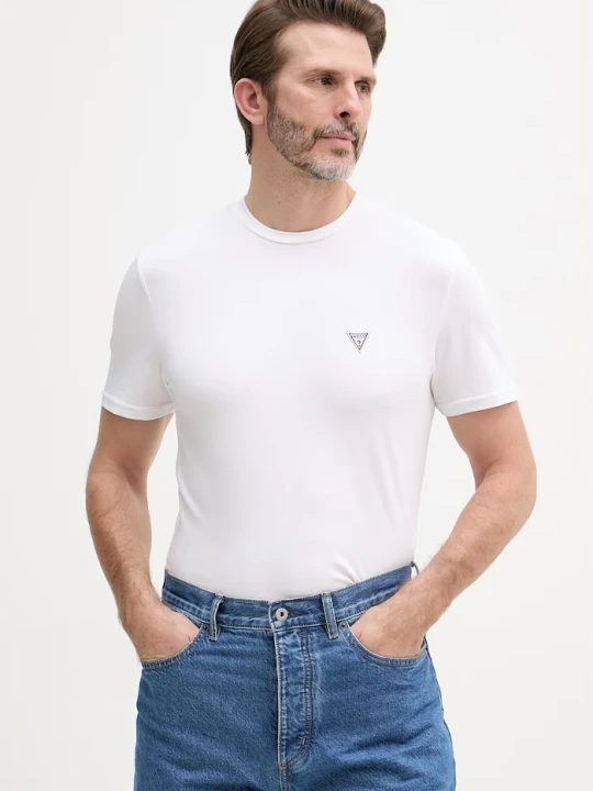 Zdjęcie produktu Guess T-shirt basic męski z bawełną JOE biały