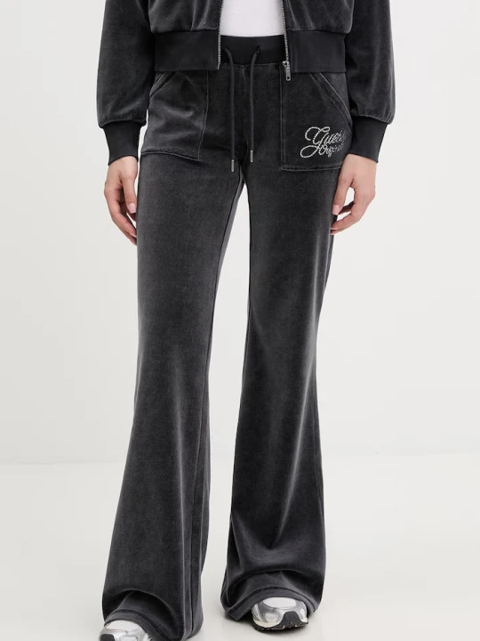 Zdjęcie produktu Guess Originals spodnie dresowe welurowe szary