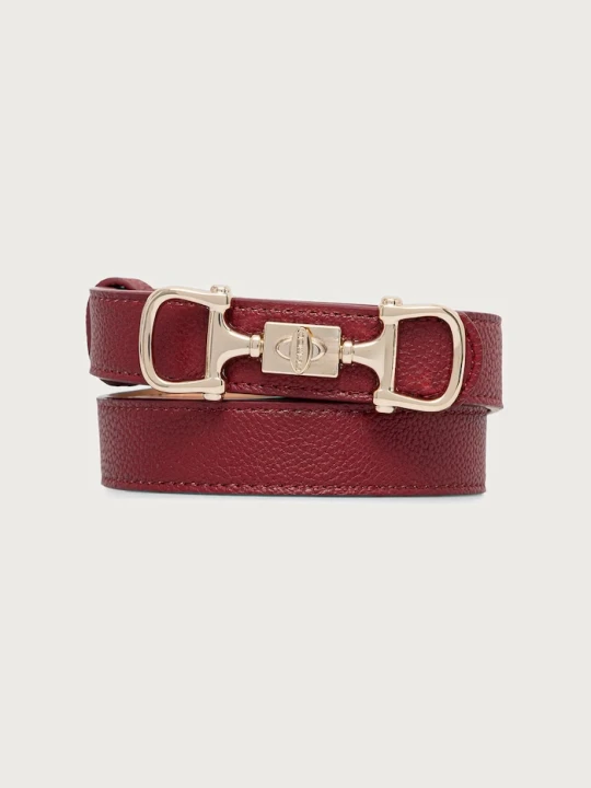 Zdjęcie produktu Guess pasek damski z imitacji skóry SUNSET bordowy