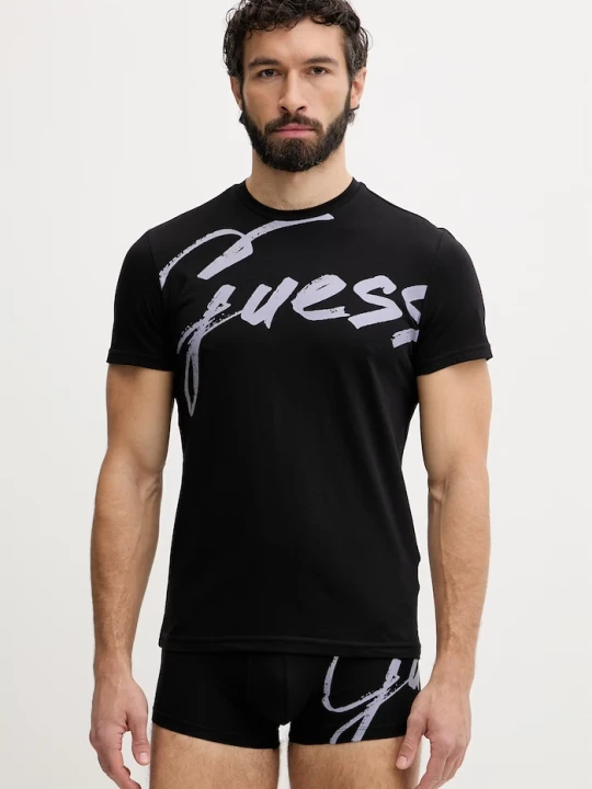 Zdjęcie produktu Guess piżama męska z bawełną czarny