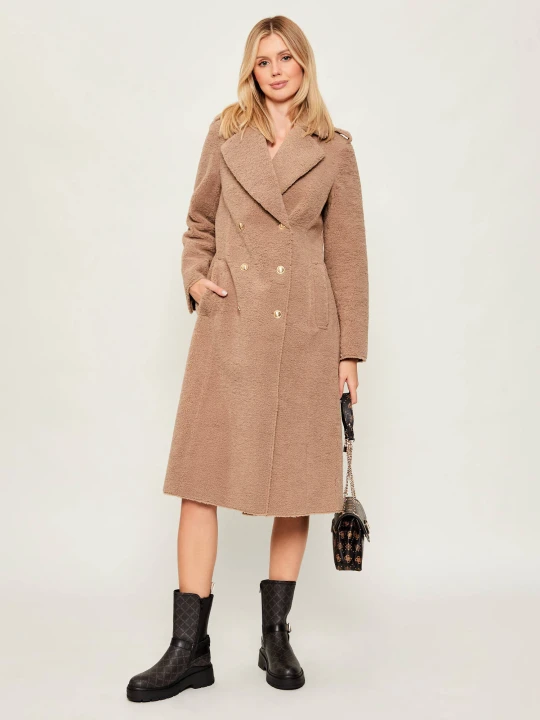 Zdjęcie produktu GUESS Płaszcz LAILA | shearling beżowy