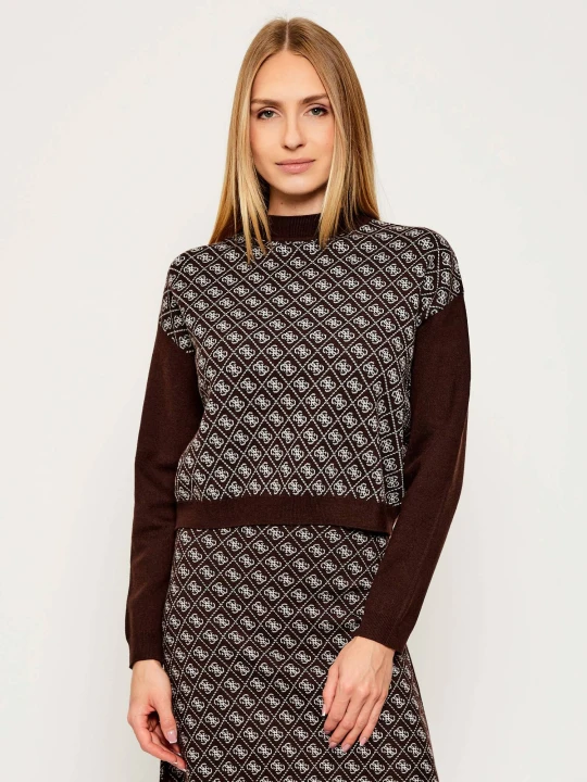 Zdjęcie produktu GUESS Półgolf AUBREY | Loose fit | z dodatkiem wełny brązowy