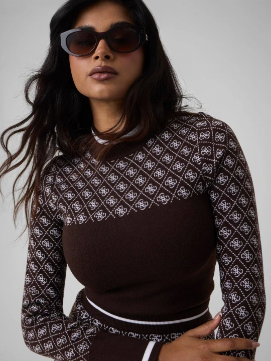 Zdjęcie produktu GUESS Półgolf Aubrey | Slim Fit | z dodatkiem wełny brązowy