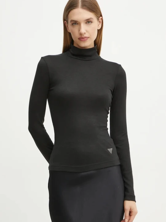 Zdjęcie produktu Guess półgolf damski z wiskozą LICIA czarny