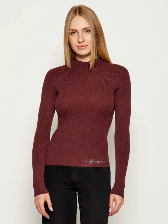 Zdjęcie produktu GUESS Półgolf JULIA | Slim Fit | z dodatkiem wełny i kaszmiru bordowy
