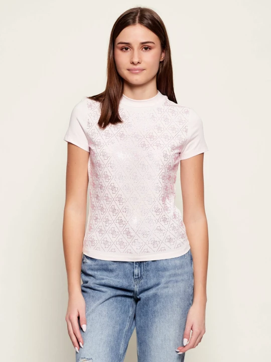 Zdjęcie produktu GUESS Półgolf | Slim Fit różowy