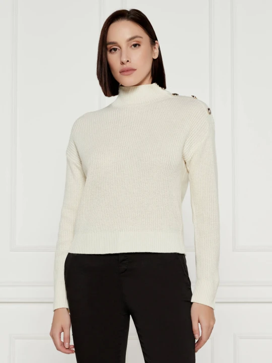 Zdjęcie produktu GUESS Półgolf ZYLEE | Regular Fit | z dodatkiem wełny ecru
