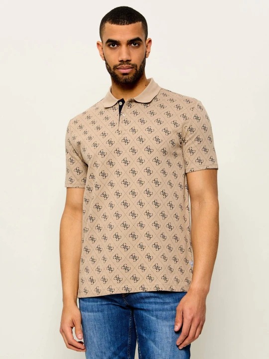Zdjęcie produktu GUESS Polo ALL OVER 4G | Regular Fit beżowy