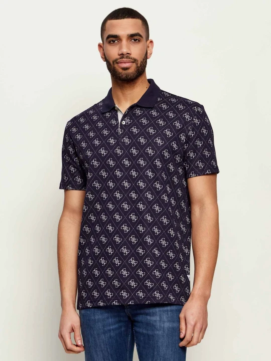 Zdjęcie produktu GUESS Polo ALL OVER 4G | Regular Fit granatowy