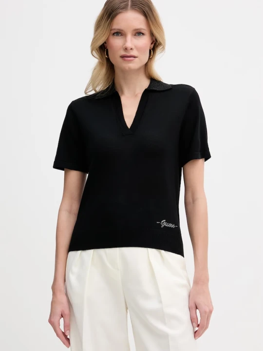 Zdjęcie produktu Guess polo damskie wełniane czarny