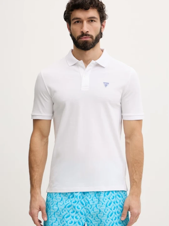 Zdjęcie produktu Guess polo męskie bawełniane biały