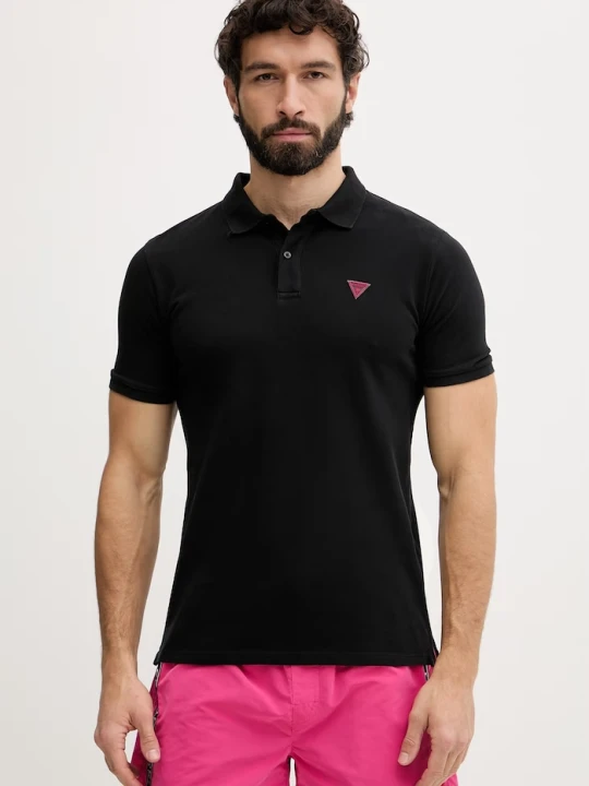 Zdjęcie produktu Guess polo męskie bawełniane czarny