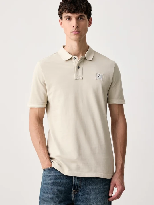 Zdjęcie produktu Guess polo męskie bawełniane beżowy