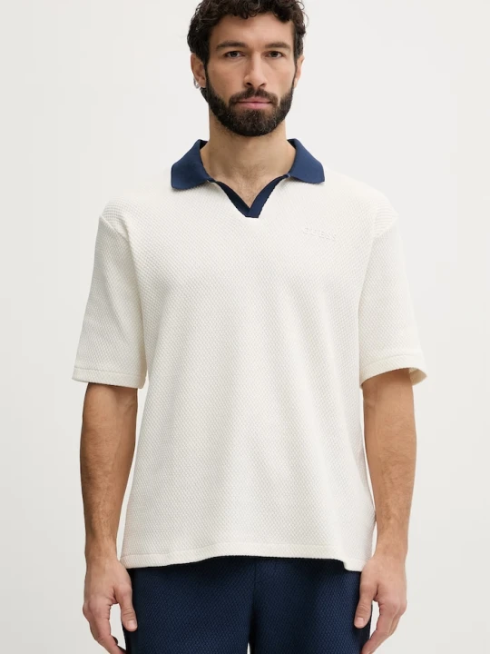 Zdjęcie produktu Guess polo męskie bawełniane JHONNY beżowy