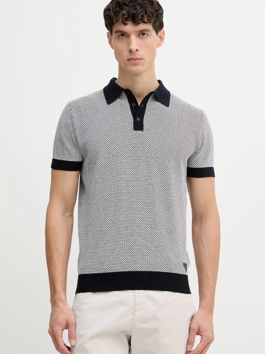 Zdjęcie produktu Guess polo męskie bawełniane LAKE granatowy