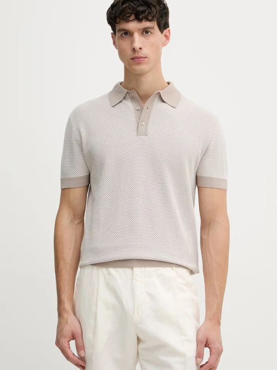 Zdjęcie produktu Guess polo męskie bawełniane LAKE beżowy