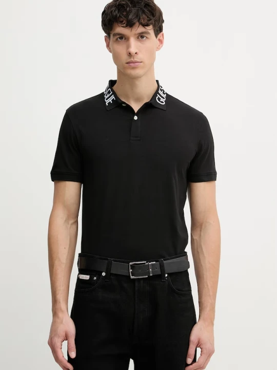 Zdjęcie produktu Guess polo męskie bawełniane z elastanem NOLAN czarny