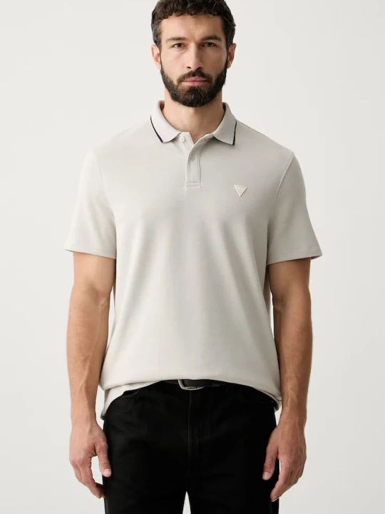 Zdjęcie produktu Guess polo męskie z bawełną beżowy