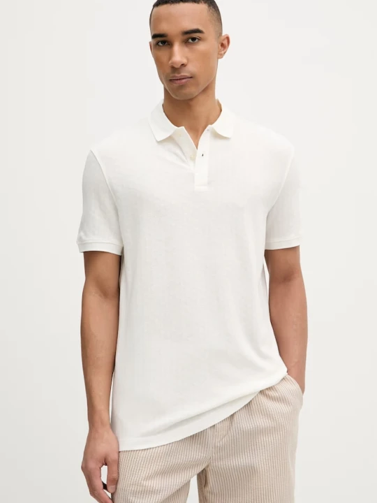 Zdjęcie produktu Guess polo męskie z lyocellem beżowy