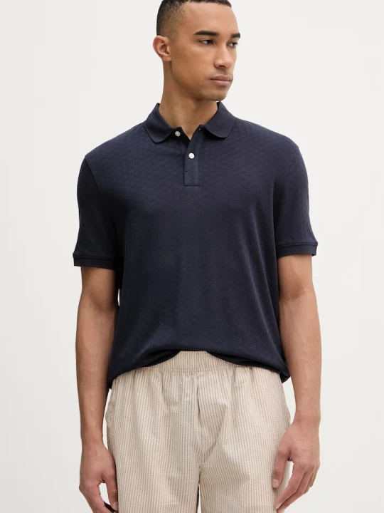Zdjęcie produktu Guess polo męskie z lyocellem granatowy