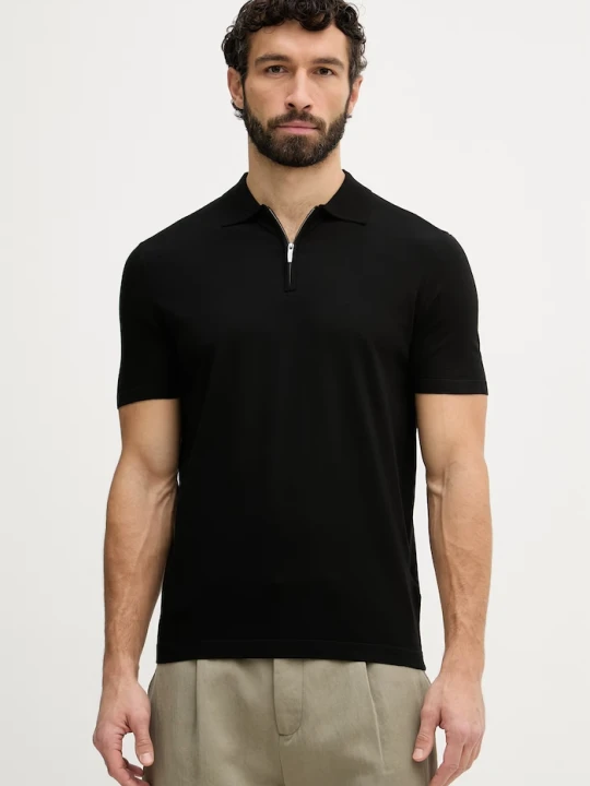 Zdjęcie produktu Guess polo męskie z wiskozy KADIR czarny