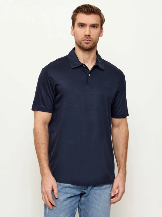 Zdjęcie produktu GUESS Polo | Regular Fit | z dodatkiem jedwabiu granatowy