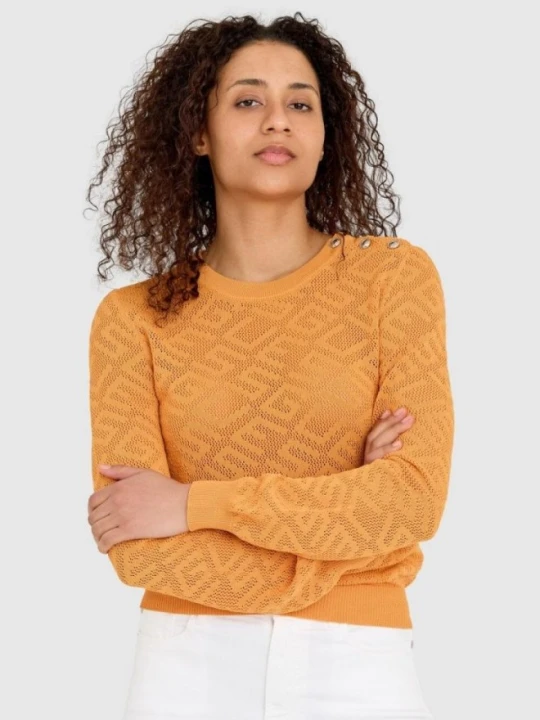 Zdjęcie produktu GUESS Pomarańczowy damski sweterek dzianinowy w monogram guess, Rozmiar M