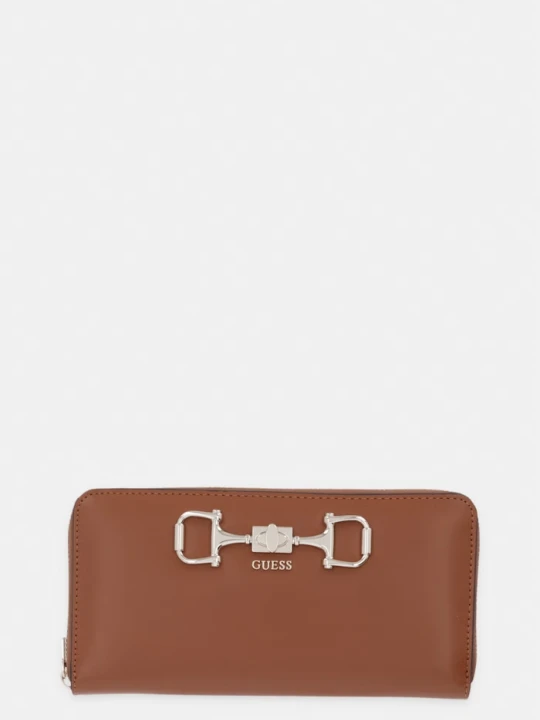 Zdjęcie produktu Guess portfel damski z imitacji skóry JANIE brązowy