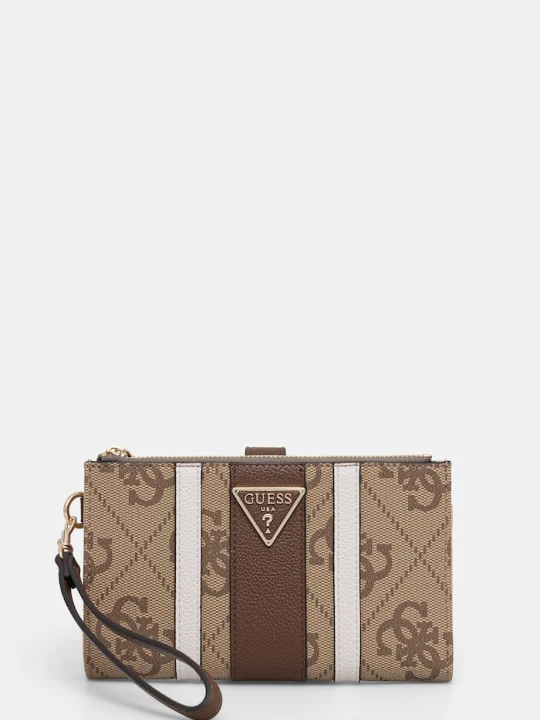 Zdjęcie produktu Guess portfel damski z imitacji skóry LAUREL beżowy