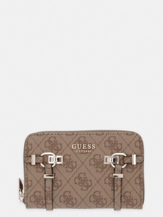 Zdjęcie produktu Guess portfel damski z imitacji skóry LEONA beżowy