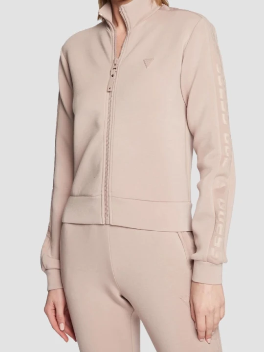 Zdjęcie produktu GUESS Różowa bluza rozpinana damska z lampasami New Allie Scuba, Rozmiar M