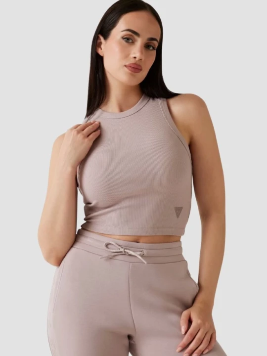 Zdjęcie produktu GUESS Różowy damski tank top prążkowany Edie, Rozmiar L