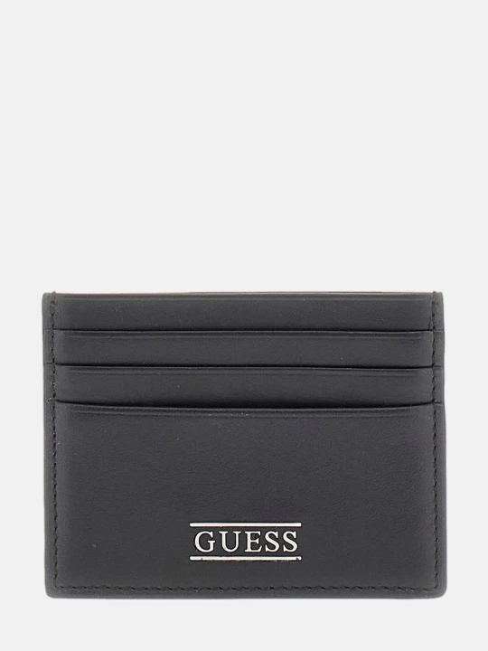Zdjęcie produktu Guess Skórzane etui na karty BOSTON czarny