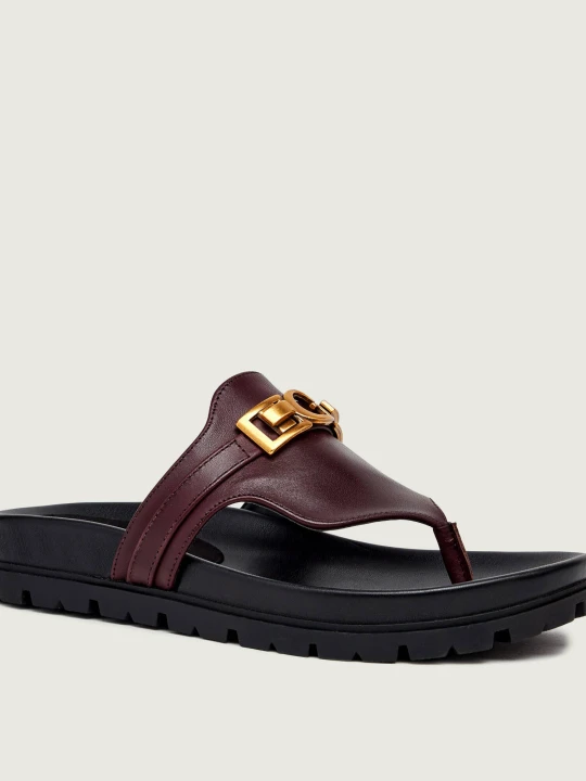Zdjęcie produktu Guess Skórzane japonki FARRON bordowy