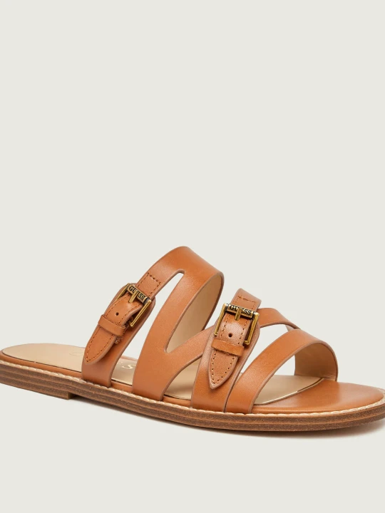 Zdjęcie produktu Guess Skórzane klapki GRAYDEN brązowy