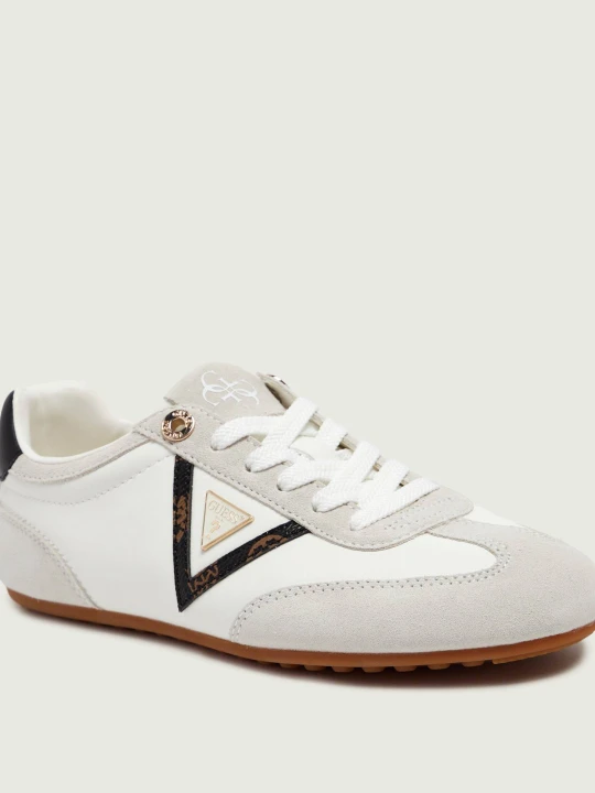 Zdjęcie produktu Guess Skórzane sneakersy Relli | zamsz biały
