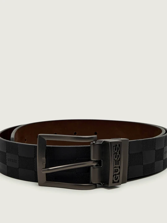 Zdjęcie produktu GUESS Skórzany dwustronny pasek czarny