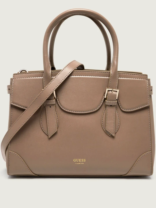 Zdjęcie produktu Guess Skórzany kuferek Sofia beżowy