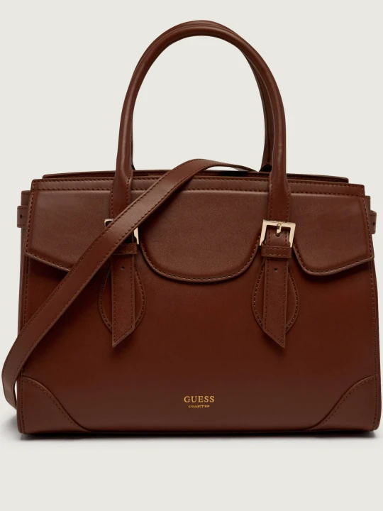 Zdjęcie produktu Guess Skórzany kuferek SOFIA brązowy