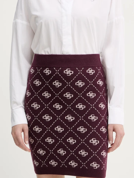 Zdjęcie produktu Guess spódnica z domieszką wełny SARAH fioletowy
