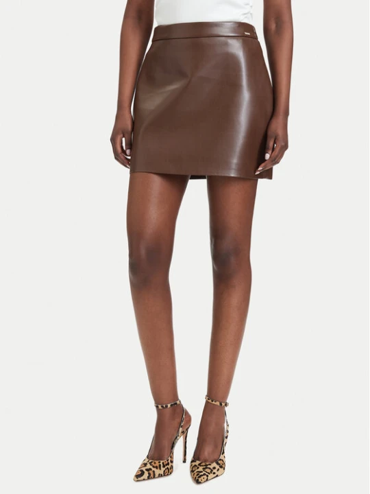 Zdjęcie produktu Guess Spódnica z imitacji skóry W6YD09 W2902 Brązowy Regular Fit