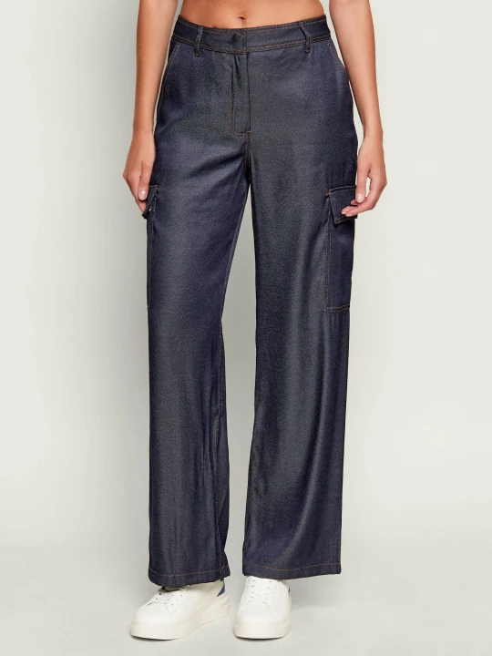 Zdjęcie produktu GUESS Spodnie cargo REGINE | Relaxed fit granatowy