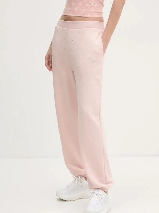 Zdjęcie produktu Guess spodnie dresowe RHINESTONES różowy