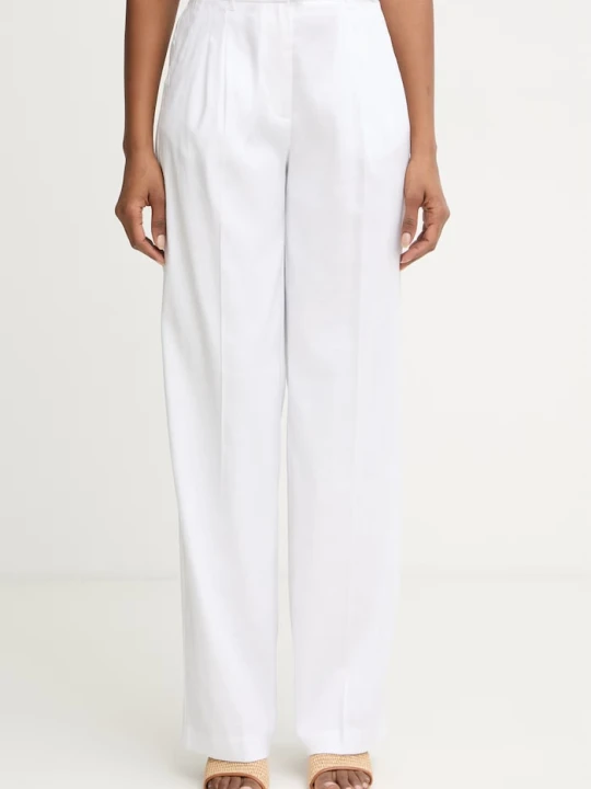 Zdjęcie produktu Guess spodnie straight damskie z lnem CARLA biały