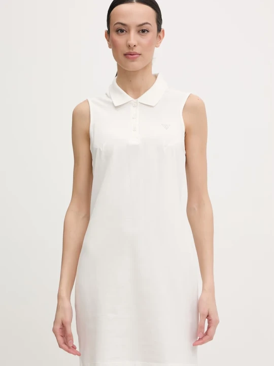 Zdjęcie produktu Guess sukienka bawełniana z elastanem SILVY beżowy